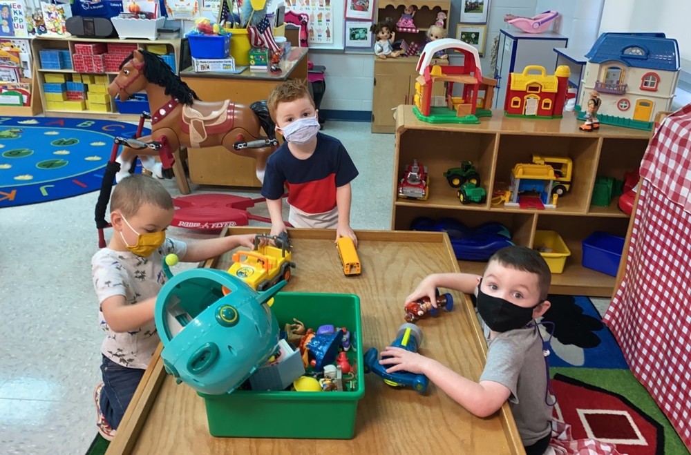 Students in Mrs. Daly's PreK Class working during choice time