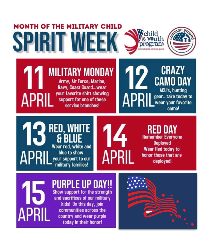 Military Child Spirit Week Hurricane Middle School