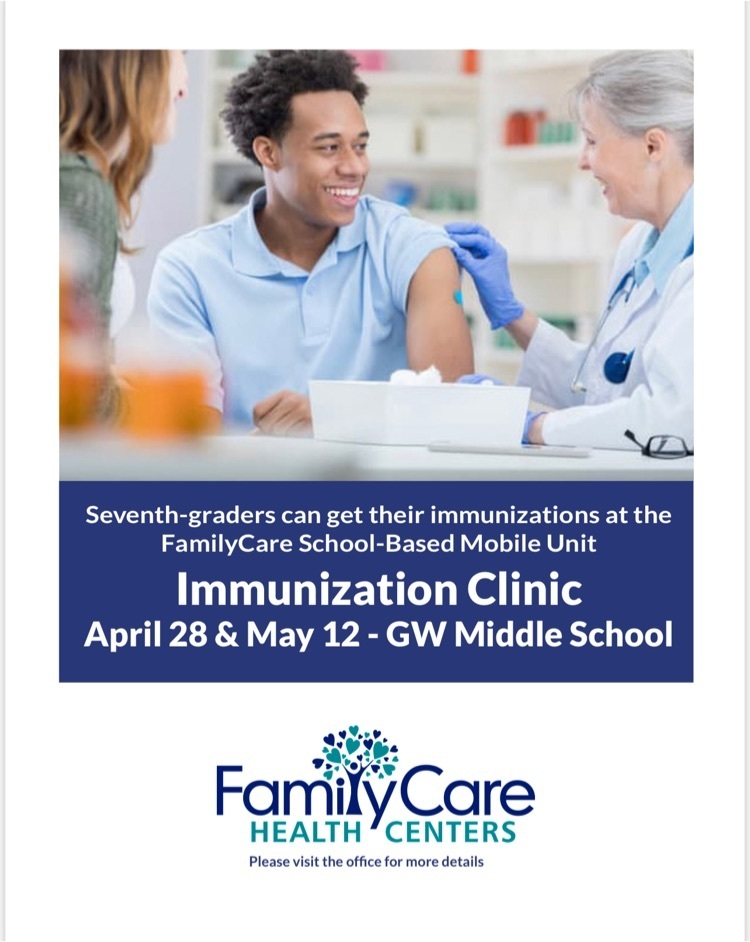 Flyer that Family Care is offering 7th grade immunizations.
