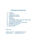 Kindergarten Supply List