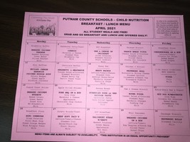 April 2021 Lunch Menu