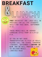 Breakfast & Lunch Information Sept. 8th