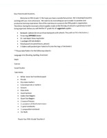5th Grade Supply List