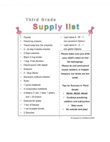 3rd Grade Supply List
