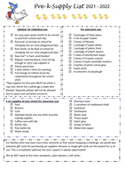 Preschool Supply List