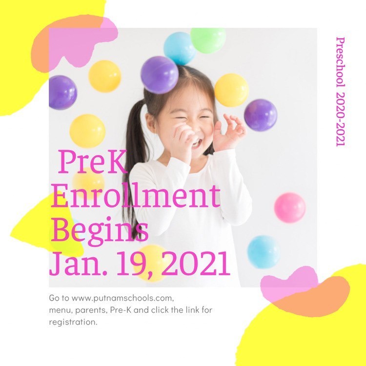 Putnam County Pre-K Enrollment January 19, 2021 