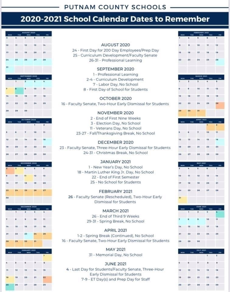 Updated PCS Calendar