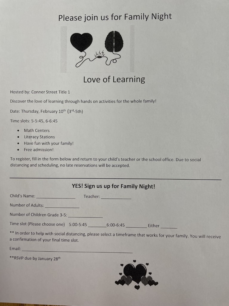 Flyer for Title I Family Fun night for 3rd through 5th grade