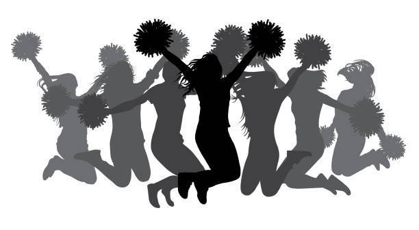 silhouette of cheerleaders