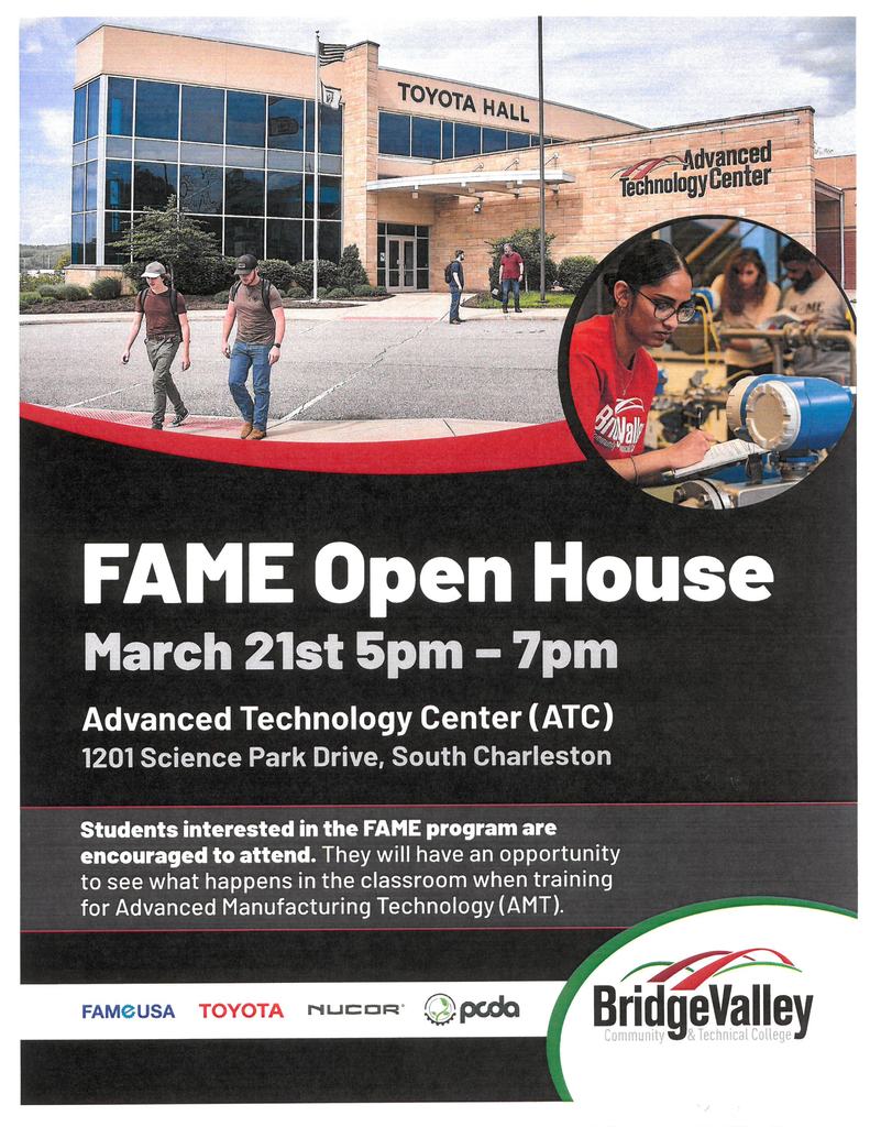 FAME open House Flyer. Info in post 